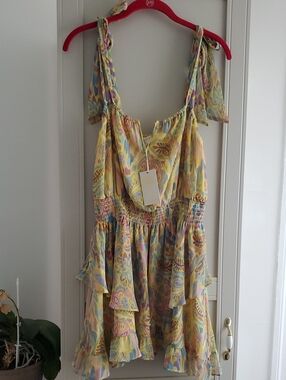 Ramy Brook Pastel Floral Ruffle Tiered Dress